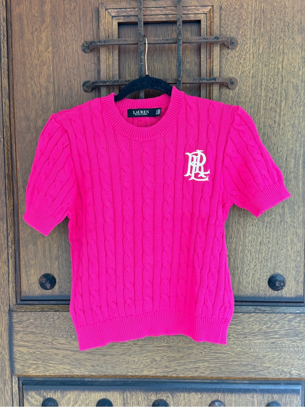 Ralph Lauren pink cable knit sweater in size S